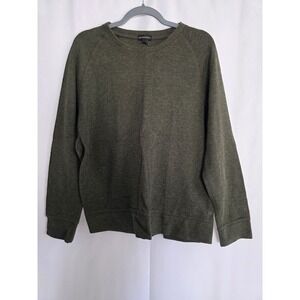 Banana Republic Mens Sweater Crew‎ Neck Olive Green Waffle Knit Pullover L